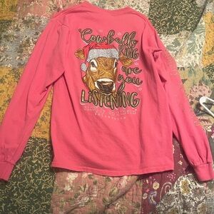 Simply Southern Festive Pink Long Sleeve Tee